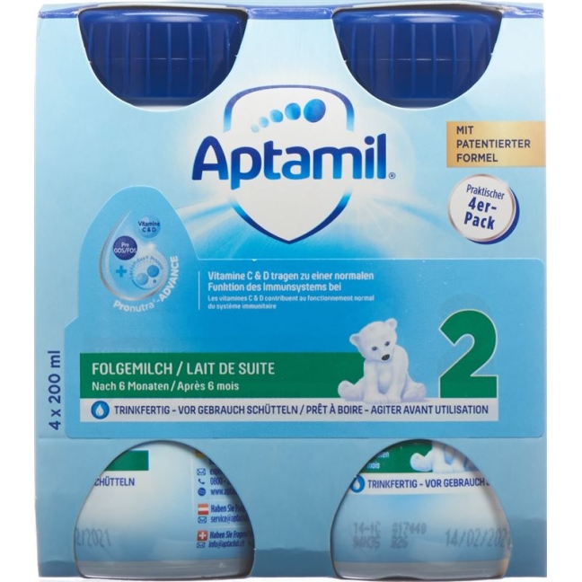 Milupa Aptamil 2 with Pronutra-ADVANCE Ready-to-Drink 4x 200ml