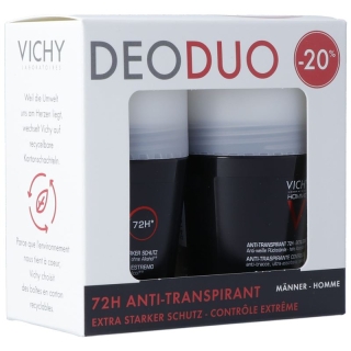 Роликовый антиперспирант Vichy DeoDuo Homme 72H, сверхсильная защита, 2x 50 мл