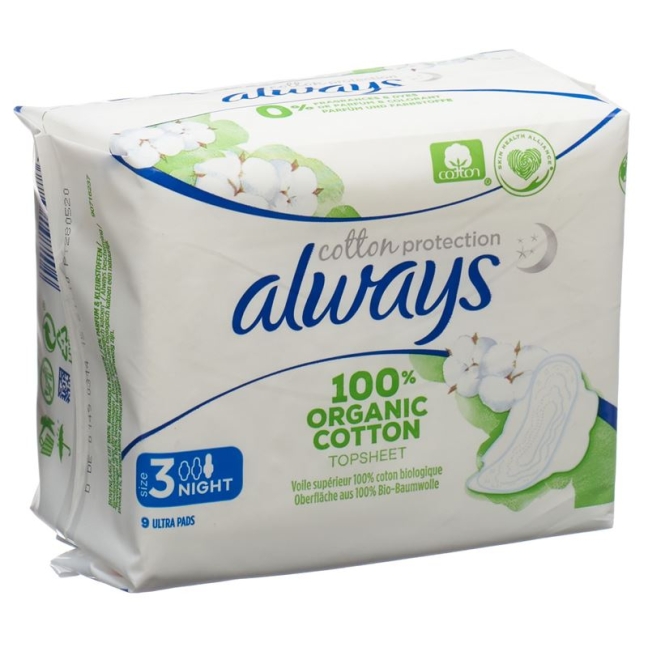 Прокладки Always Ultra Cotton Protection Night с крылышками 9 шт.