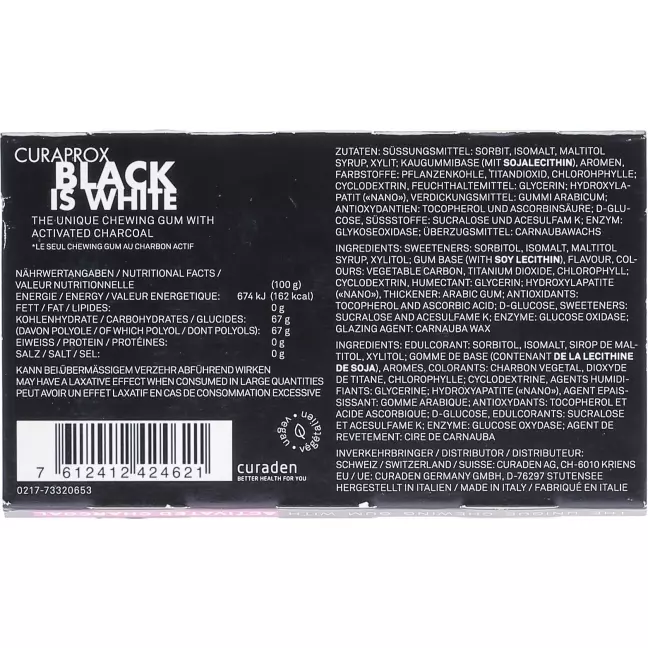 Курапрокс Black Is White жевательная резинка 12 шт.