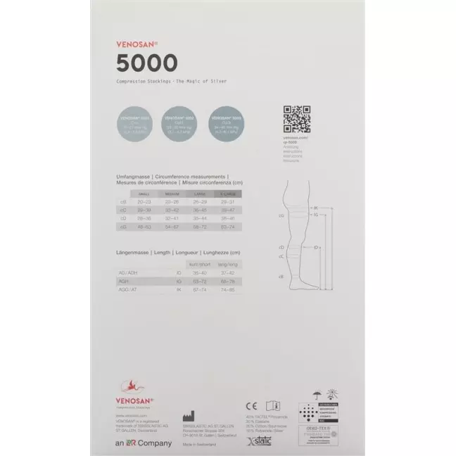 VENOSAN 5001 A-T KKL1 S длинный черный 1 пара