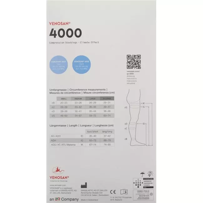 Venosan 4002 A-GH KKL2 M длинные закрытые черные мужские 1 пара