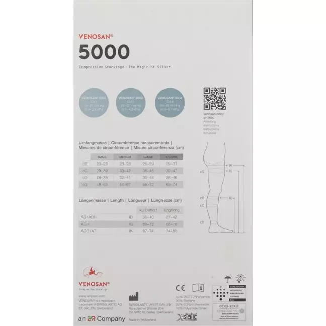 VENOSAN 5001 A-DH KKL1 M короткие открытые черные 1 пара