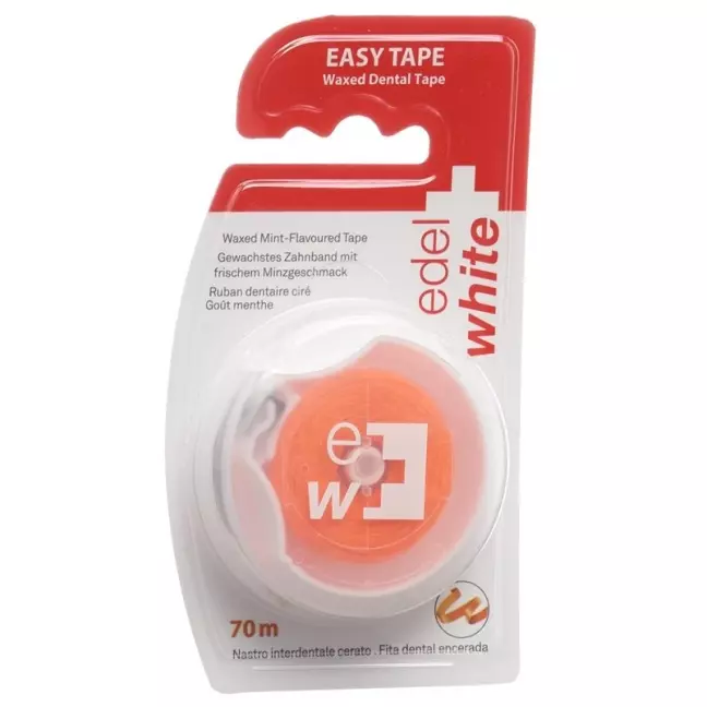 Лента для зубной нити Edel+white Вощеная 70м с мятой Лента для зубной нити Edel+white Вощеная 70м с мятой
